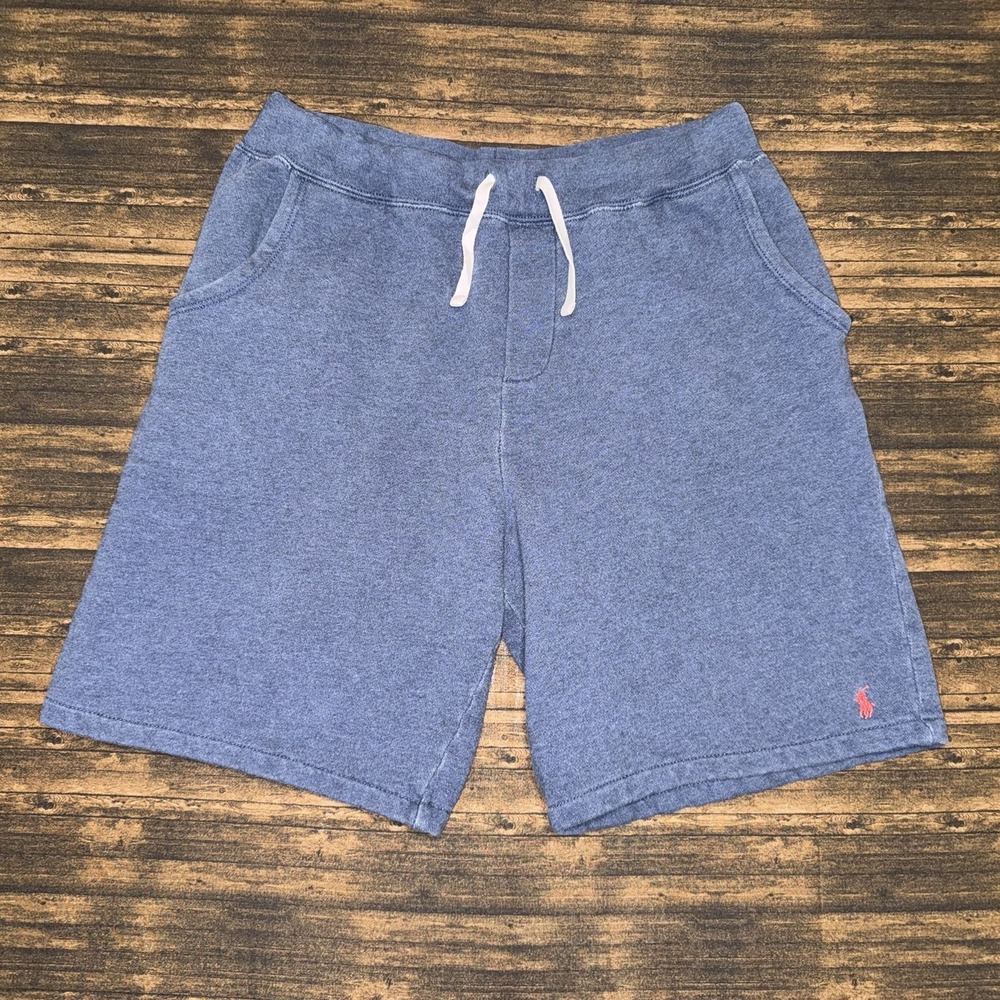 Polo Ralph Lauren Blue Fleece Shorts Boys Size XL 18-20 Red Pony Logo